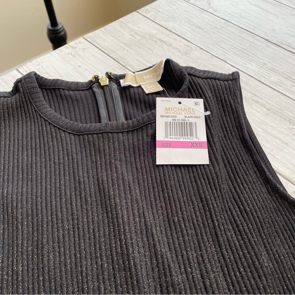 Michael Kors Sleeveless Shimmer Jumpsuit Gold Black Size XXS dark academia - Picture 5 of 7